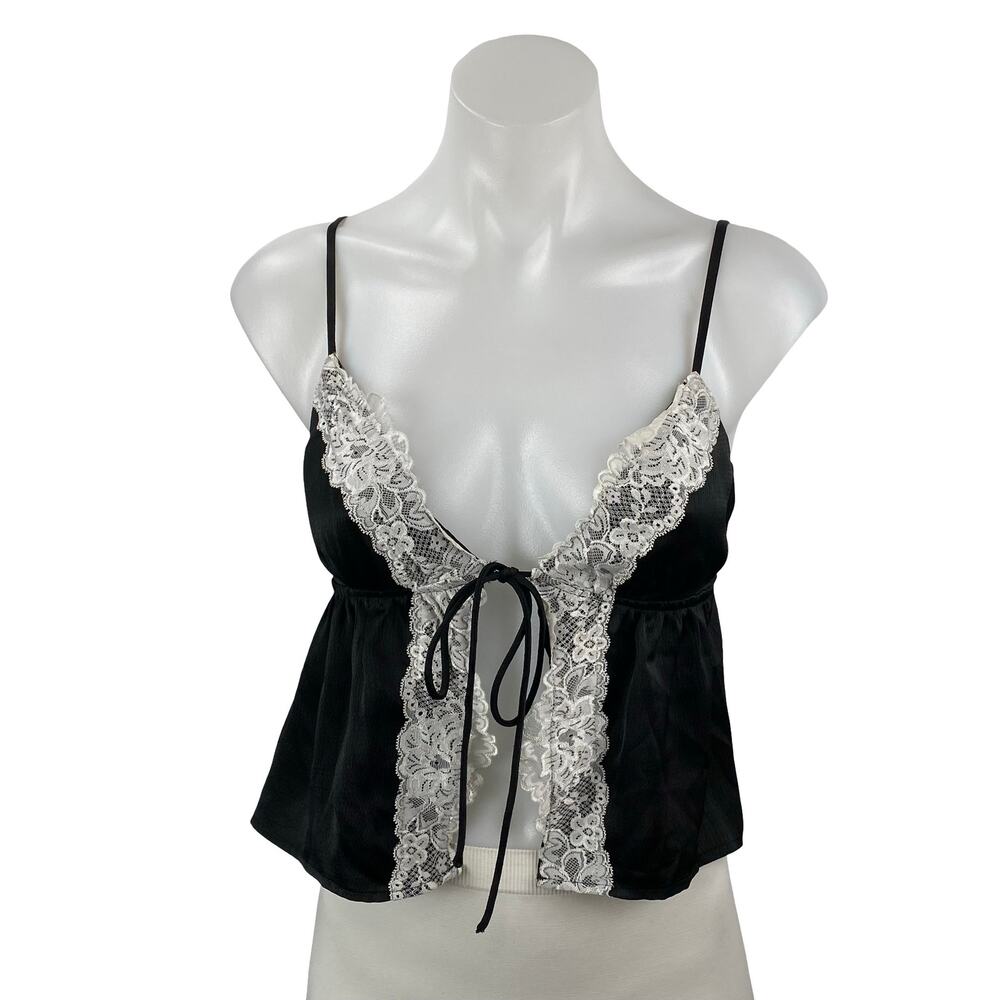 Princess Polly Arizone Lace Women's Black Sleeveless Tie Crop Cami Tank Top Sz 2